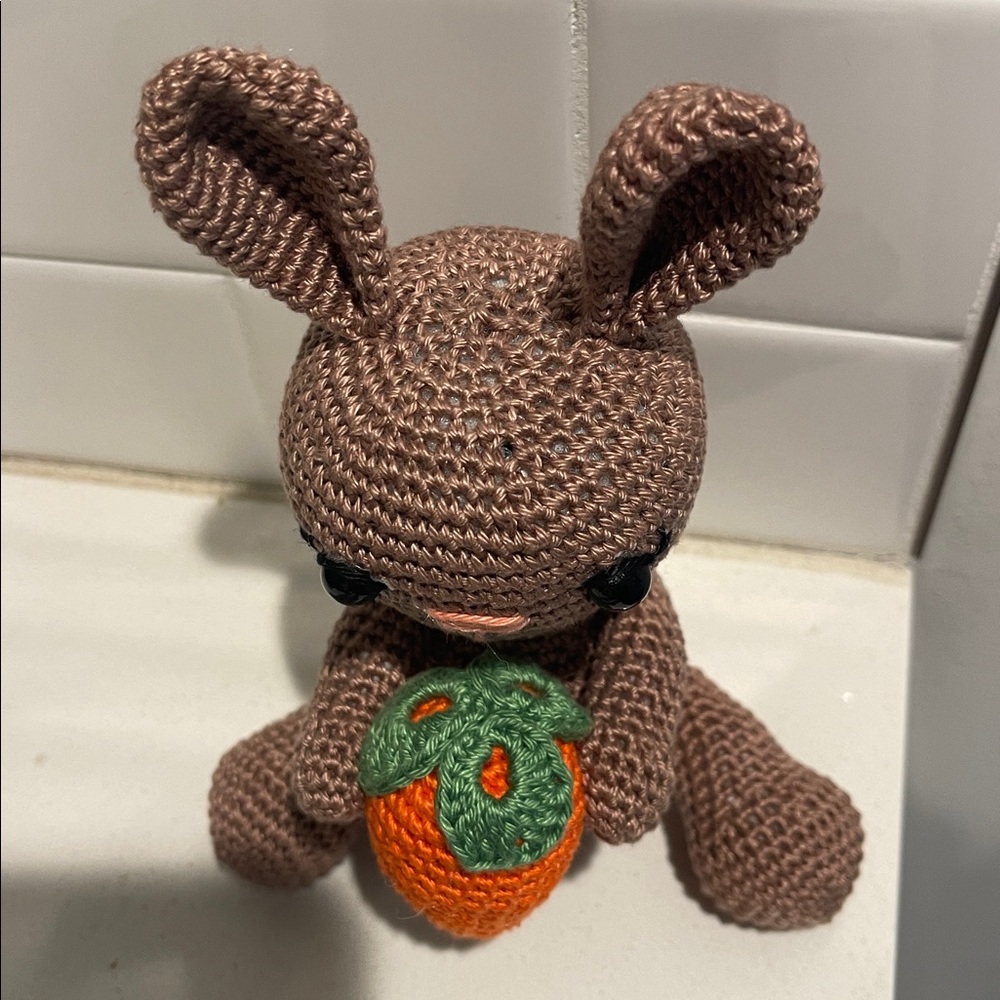 Handcrafted Spring Easter Bunny Rabbit Holiday Decor Amigurui Crochet Carrot - Picture 5 of 10